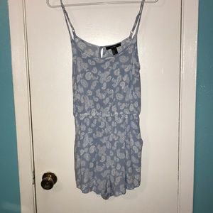 Blue and white romper